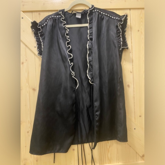 ❤️🔥❤️🔥Rare Cinema Etoile Seductive Wear Vintage Black Mini Ruffle Black Robe - Picture 6 of 10